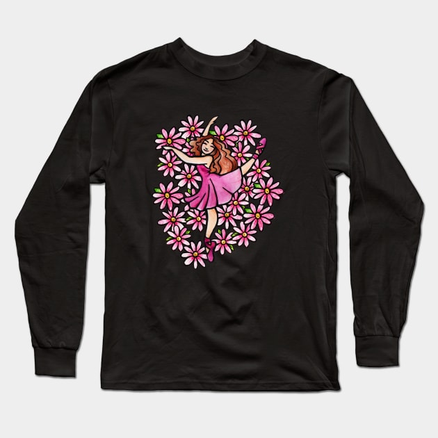 Ballerina Dancer Long Sleeve T-Shirt by bubbsnugg